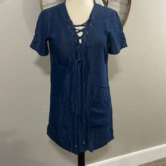 Forever 21 | Dresses | Forever 2 Denim Lace Up Mini Dress | Poshmark